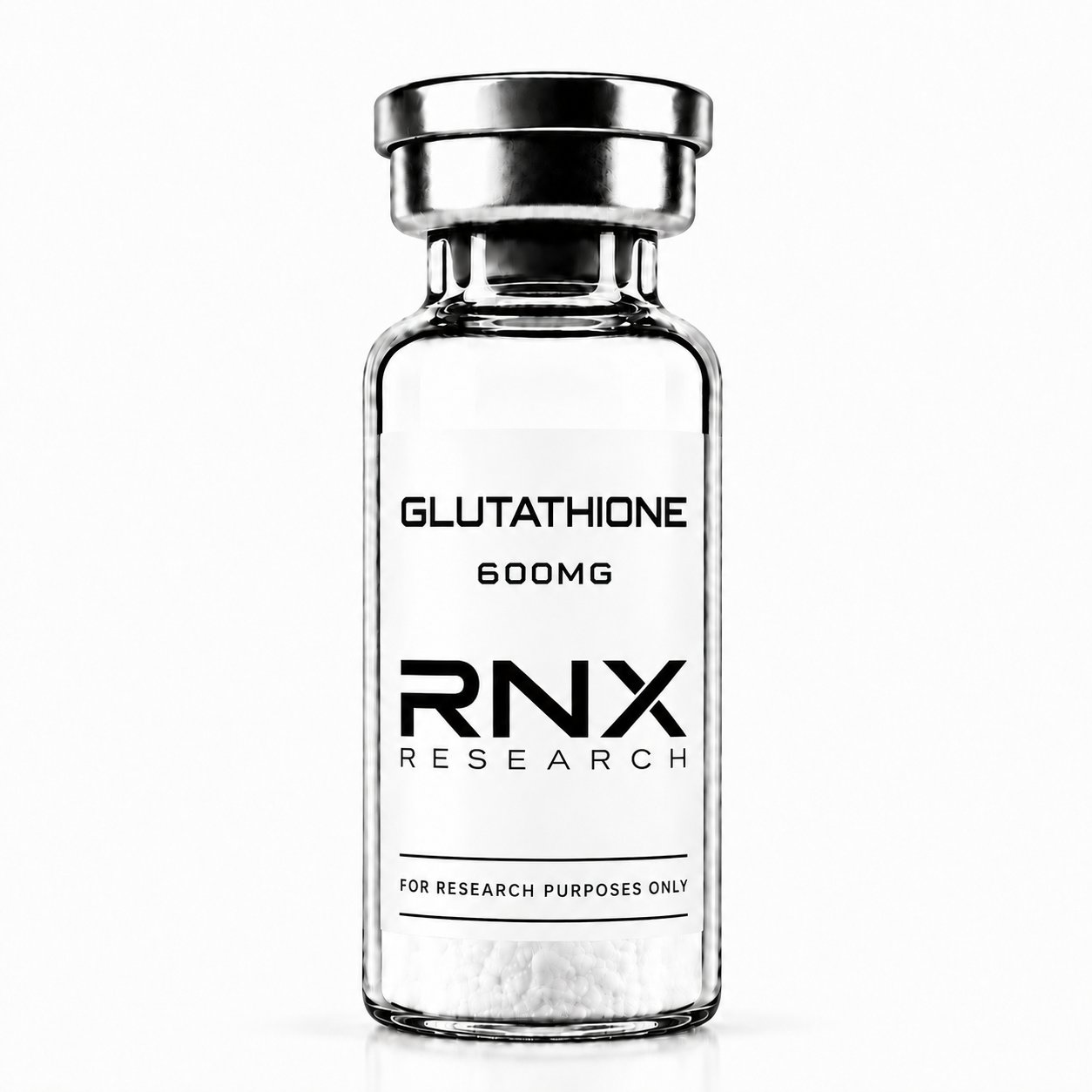 Selank research peptide in a sealed glass vial, lyophilized white powder